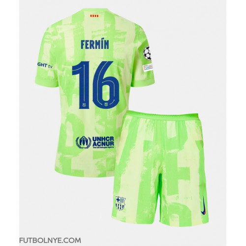 Camiseta Barcelona Fermin Lopez #16 Tercera Equipación para niños 2024-25 manga corta (+ pantalones cortos)